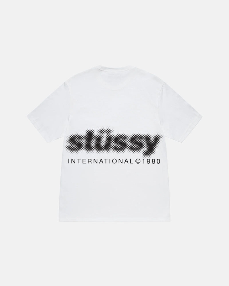 T Shirts Stussy Blur Blanche | UVZ-18681317