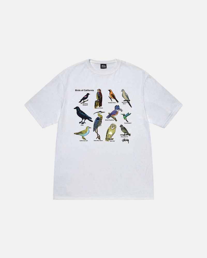 T Shirts Stussy California Birds Blanche | FSC-84427108