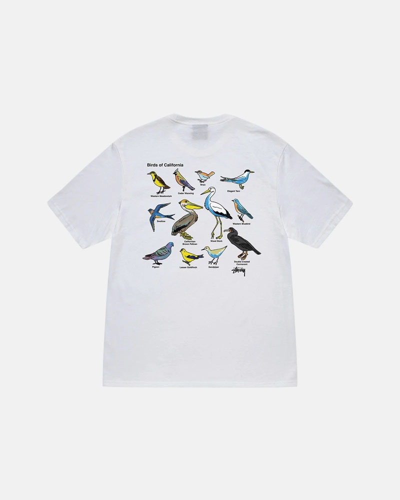 T Shirts Stussy California Birds Blanche | FSC-84427108