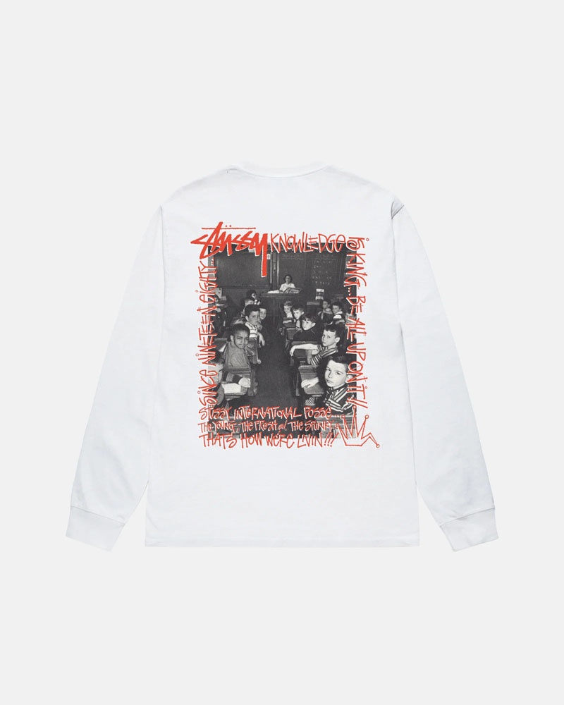 T Shirts Stussy Classroom LS Blanche | XDZ-44427097