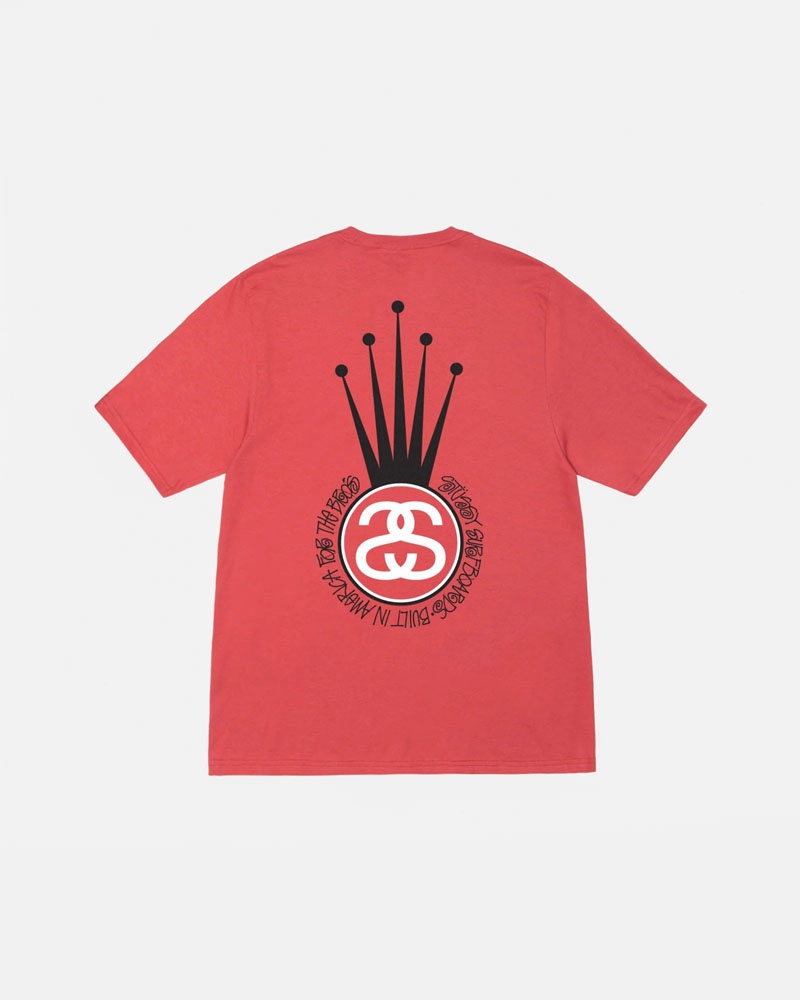 T Shirts Stussy Crown Link Rouge | WUZ-23348017