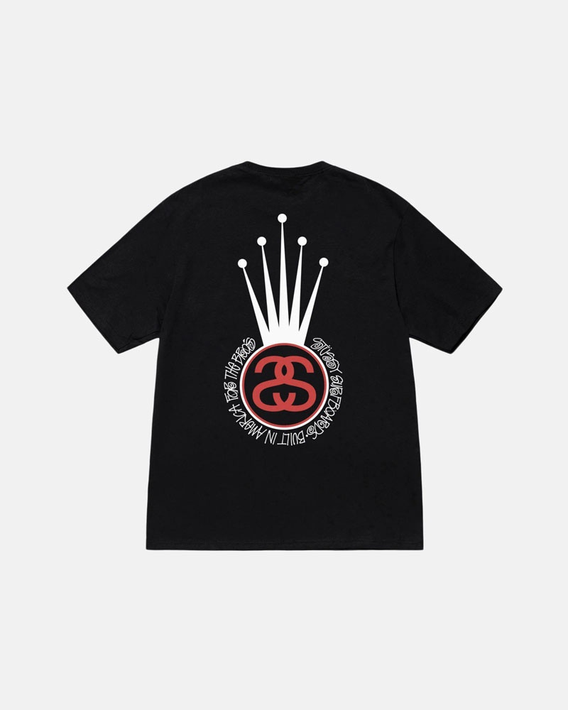 T Shirts Stussy Crown Link Noir | HLS-29579183