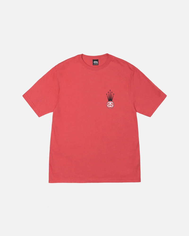 T Shirts Stussy Crown Link Rouge | WUZ-23348017