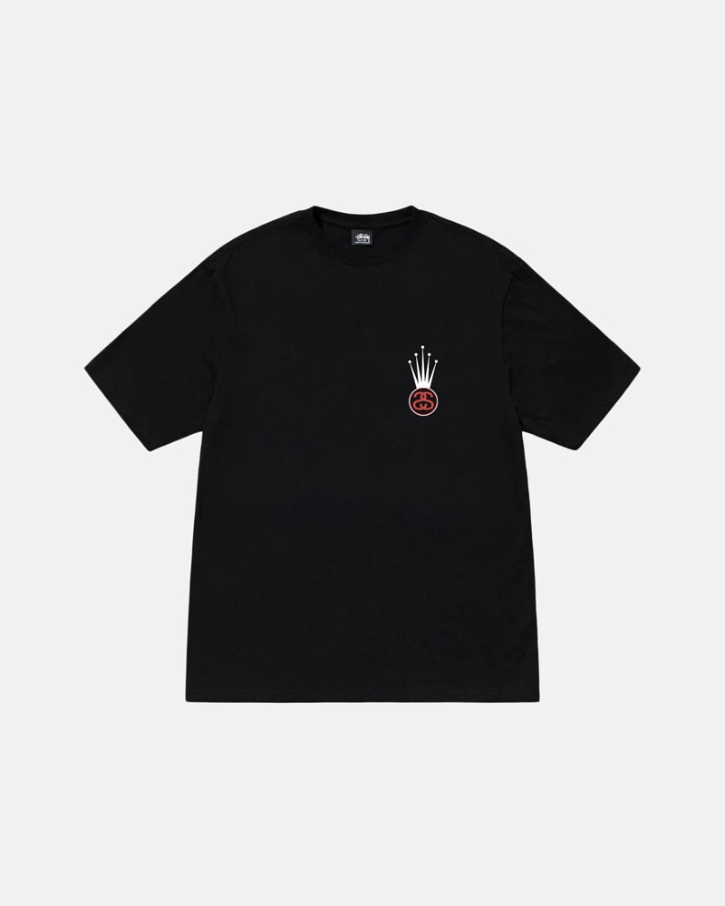 T Shirts Stussy Crown Link Noir | HLS-29579183