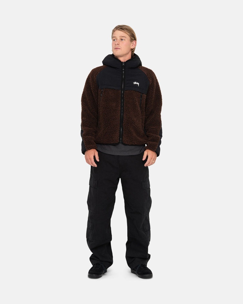 Veste Stussy Sherpa Paneled Encapuchonné Marron | YAS-07308092