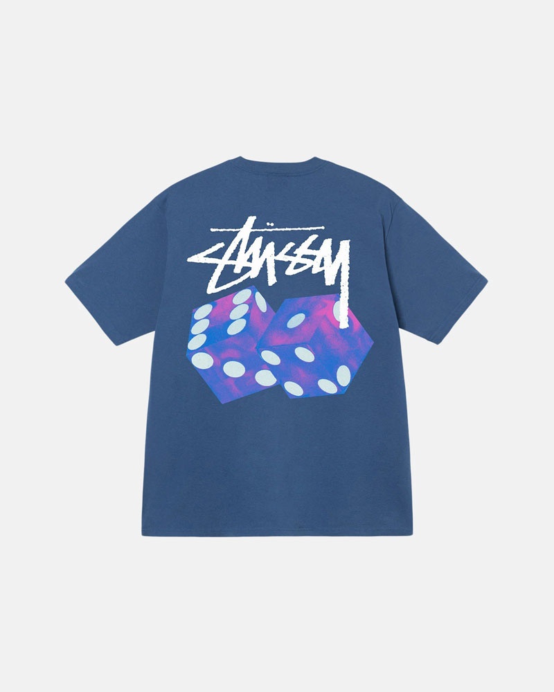 T Shirts Stussy Diced Out Bleu | LII-52460547