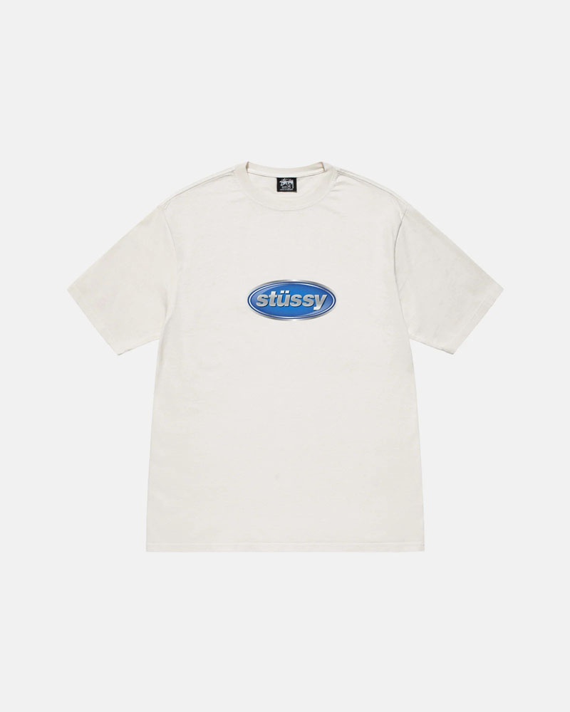 T Shirts Stussy Emblem Pigment Dyed Blanche | RCO-63092546