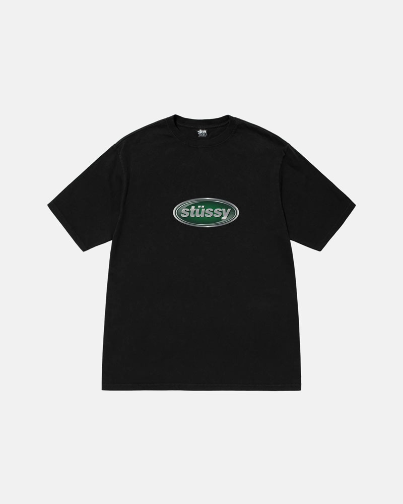 T Shirts Stussy Emblem Pigment Dyed Noir | KGV-93134999