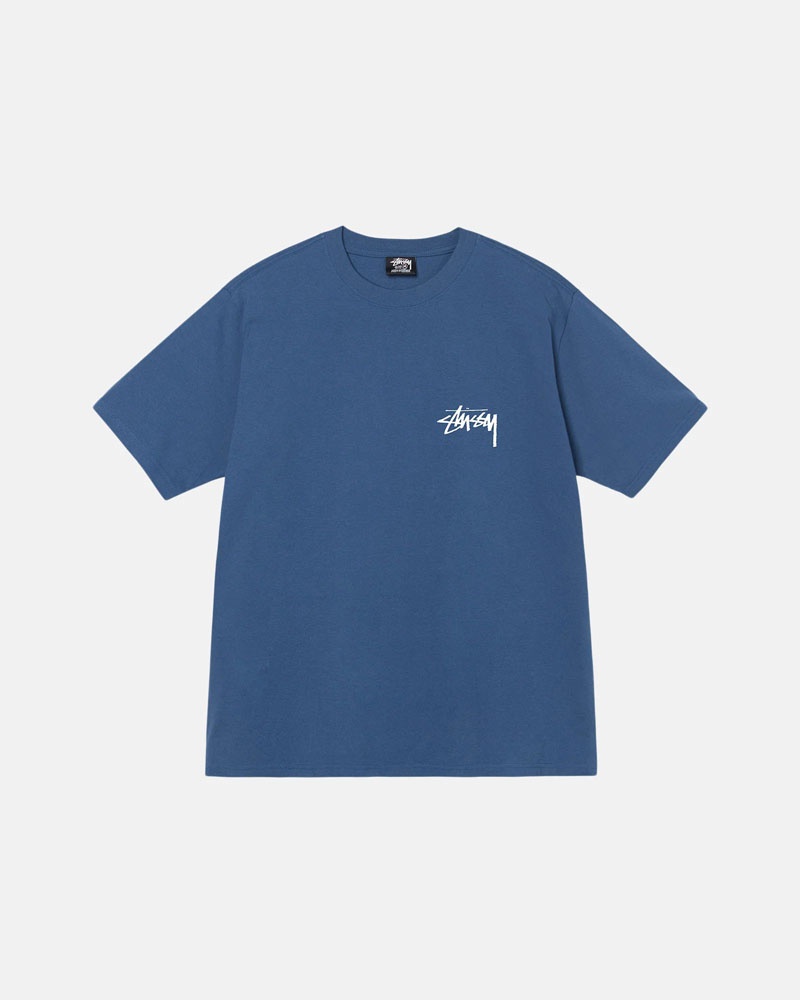 T Shirts Stussy Diced Out Bleu | LII-52460547