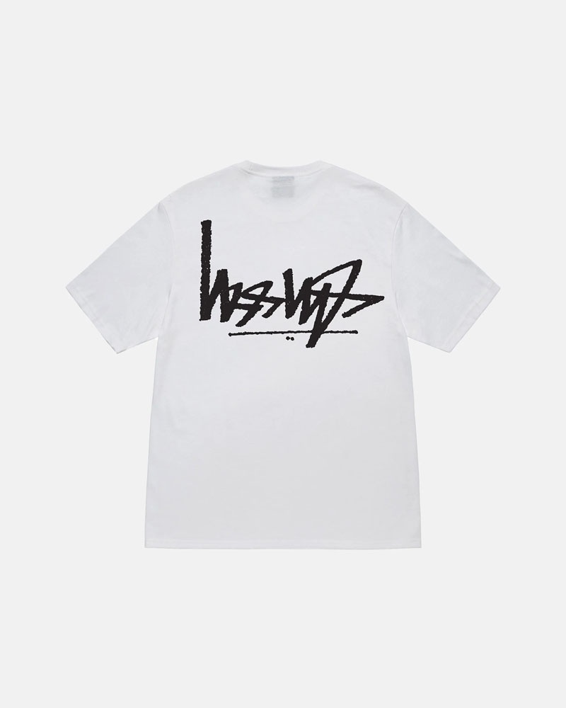 T Shirts Stussy Flipped Blanche | KPH-75052387