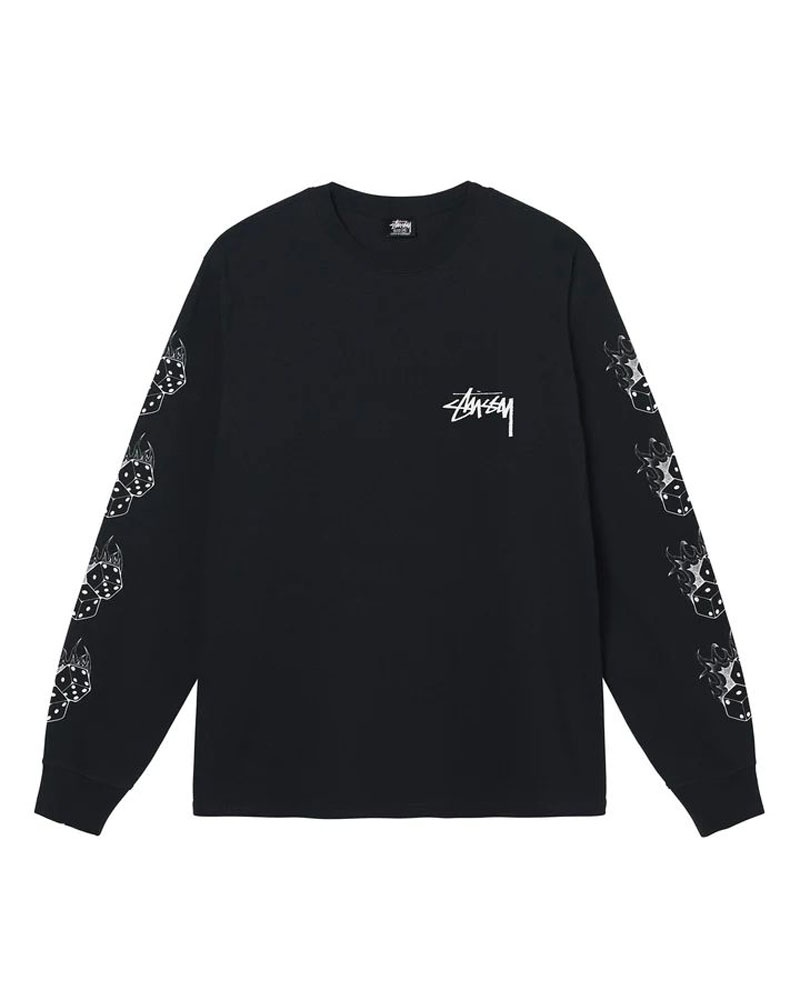 T Shirts Stussy Fire Dice LS Noir | EDY-85196306