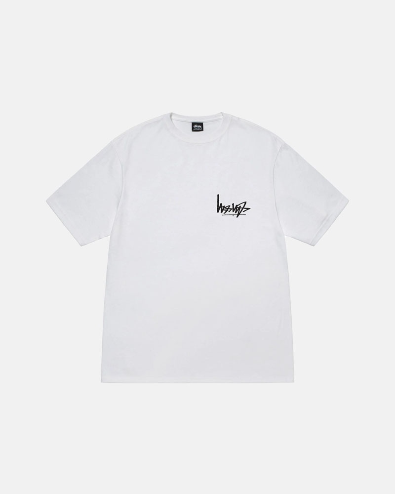 T Shirts Stussy Flipped Blanche | KPH-75052387