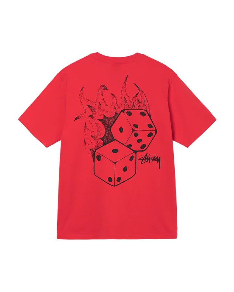 T Shirts Stussy Fire Dice Rouge | RCC-55226761