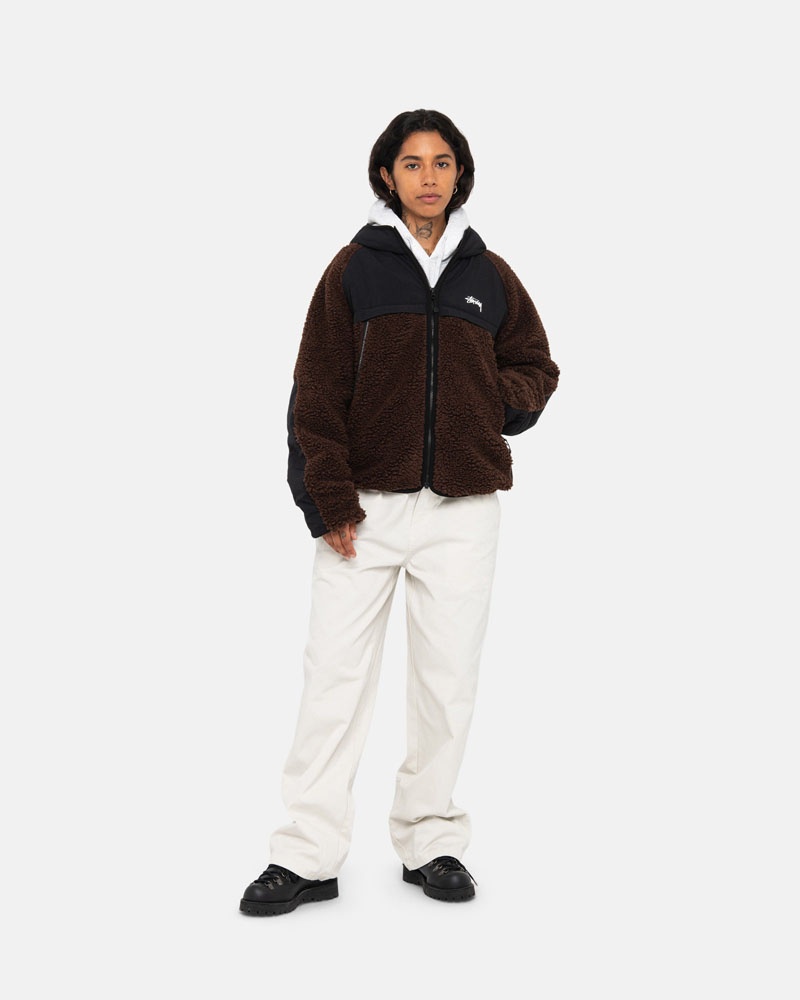 Veste Stussy Sherpa Paneled Encapuchonné Marron | YAS-07308092