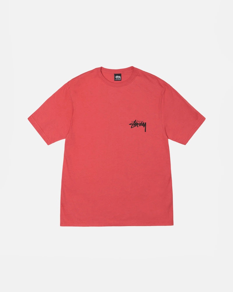 T Shirts Stussy Flower Bomb Red Fleur Rouge | KLJ-25079252