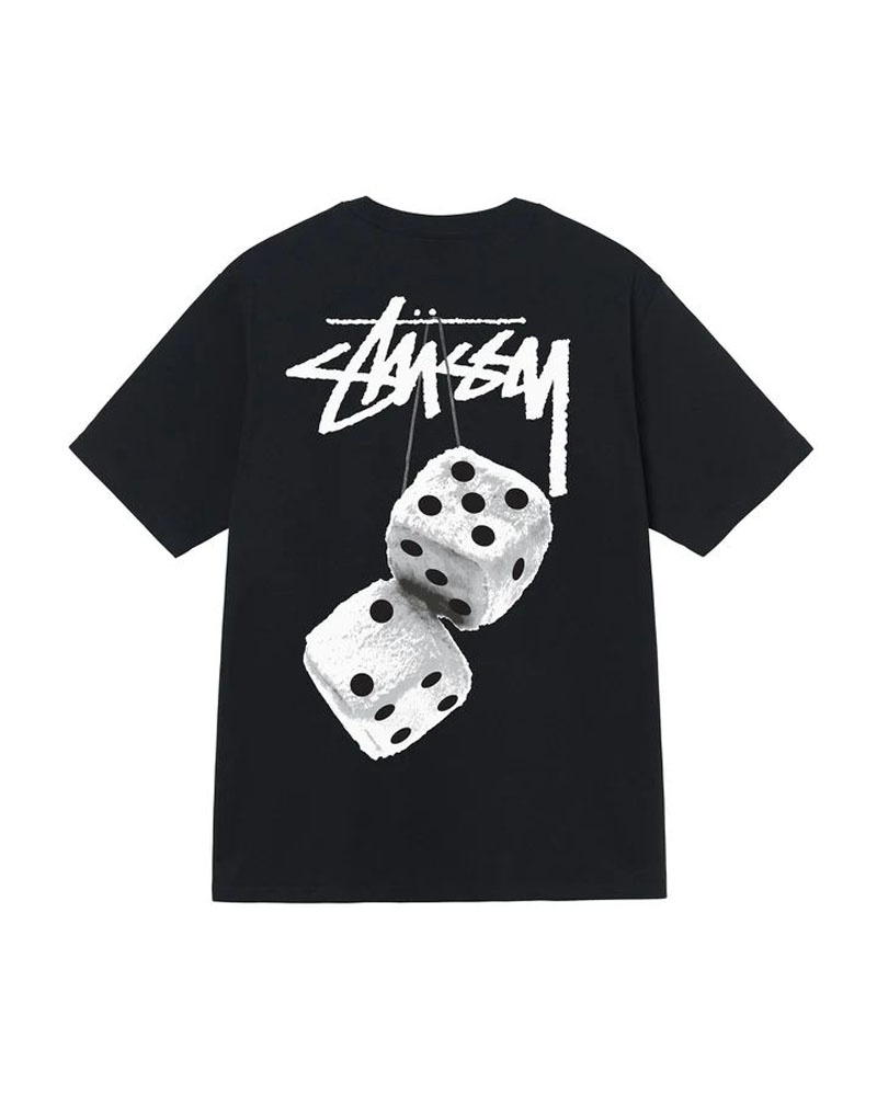 T Shirts Stussy Fuzzy Dice Noir | SNO-15980900