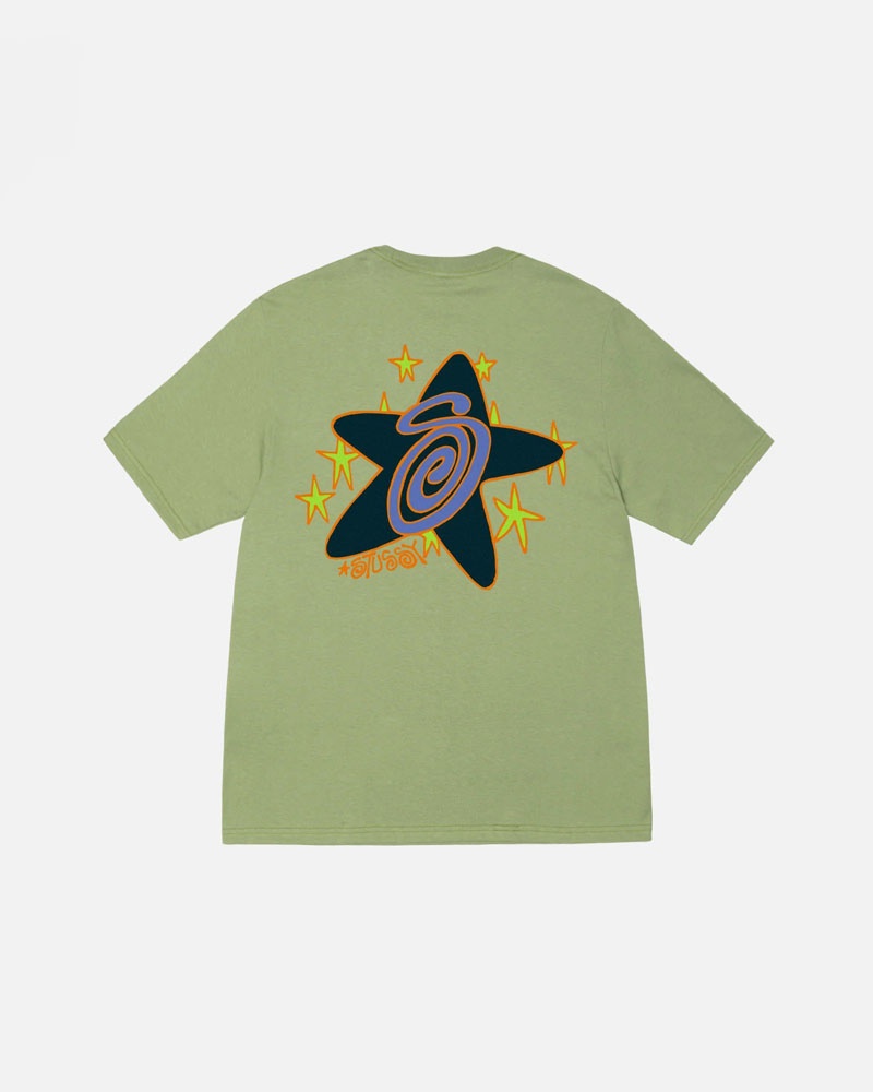 T Shirts Stussy Galaxy Moss Vert | GSD-63945205