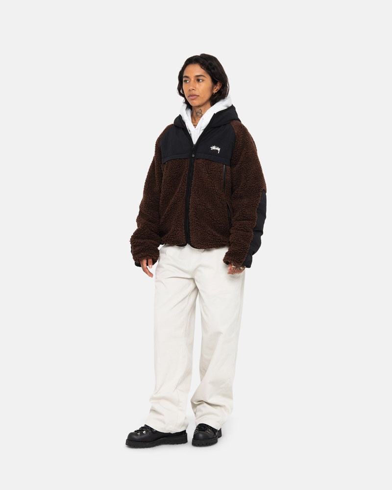 Veste Stussy Sherpa Paneled Encapuchonné Marron | YAS-07308092