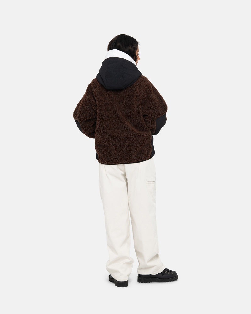 Veste Stussy Sherpa Paneled Encapuchonné Marron | YAS-07308092