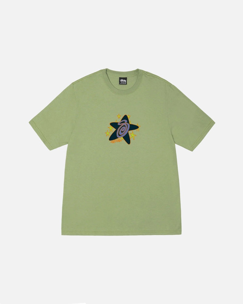 T Shirts Stussy Galaxy Moss Vert | GSD-63945205