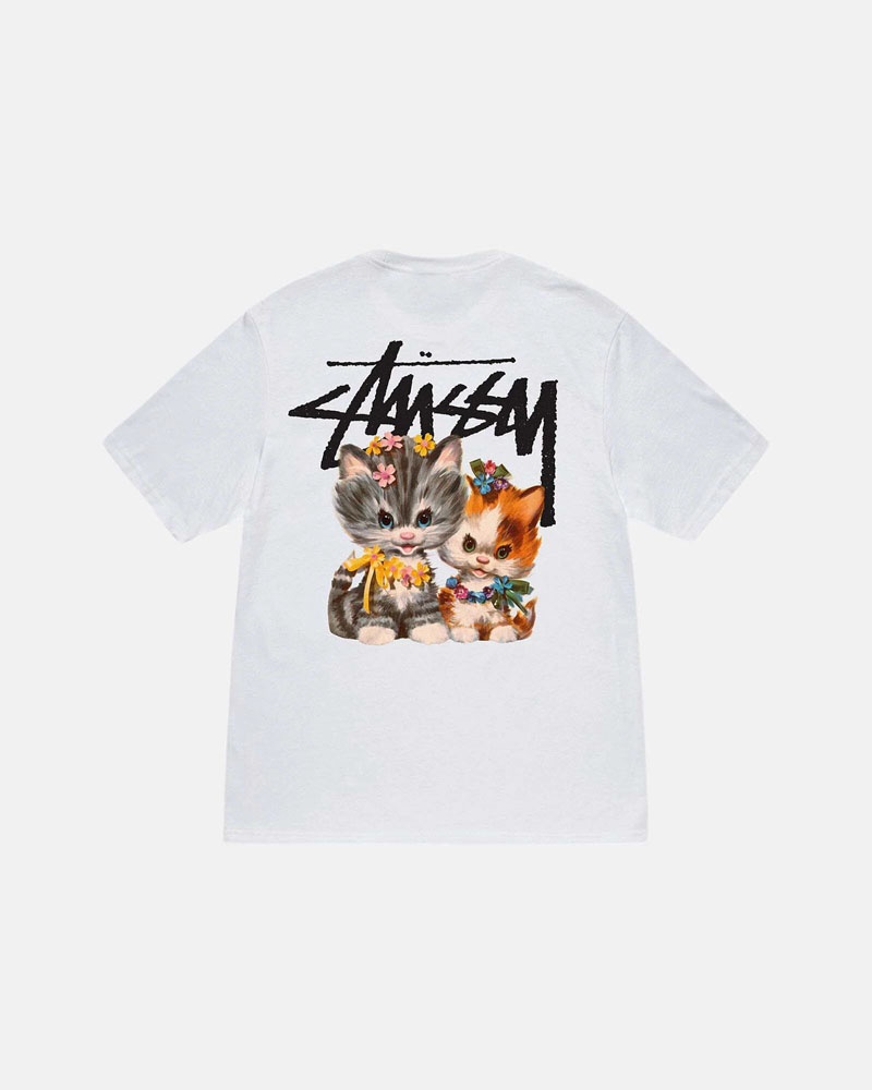 T Shirts Stussy Kittens Blanche | KGZ-76507810