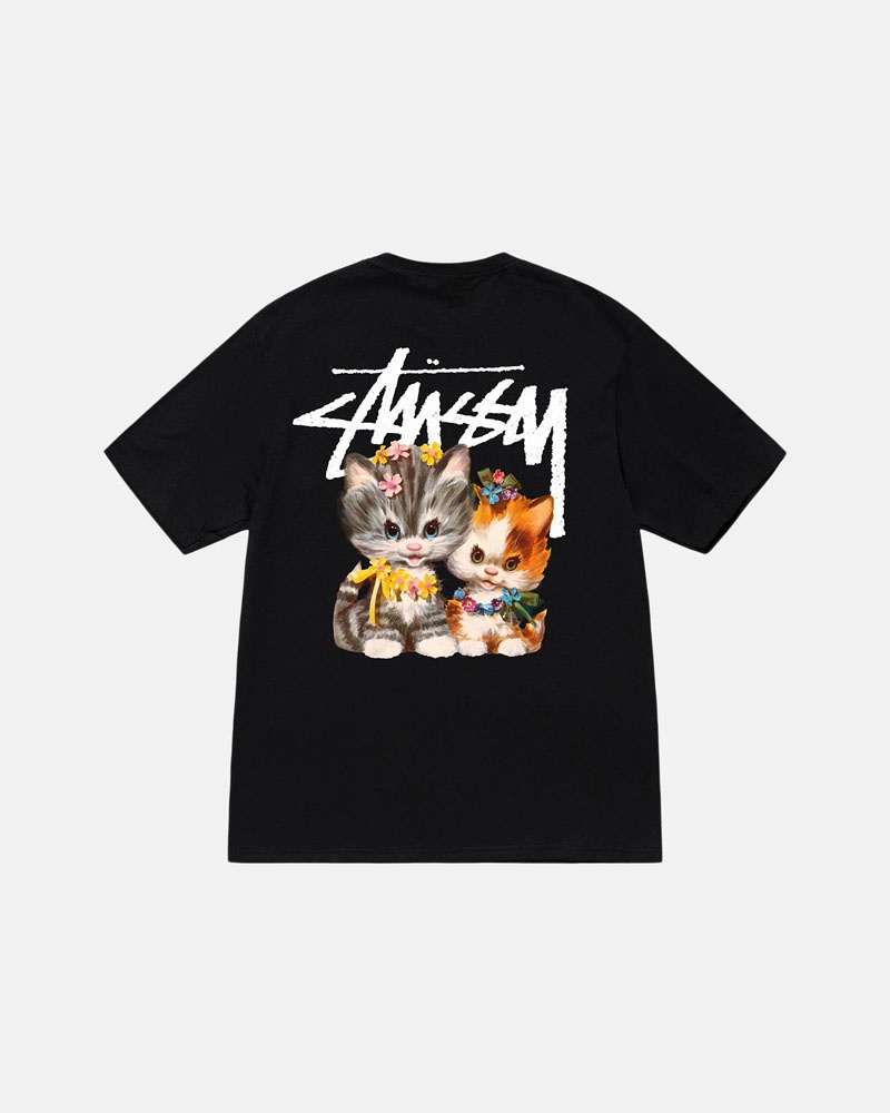 T Shirts Stussy Kittens Noir | AAT-11178128