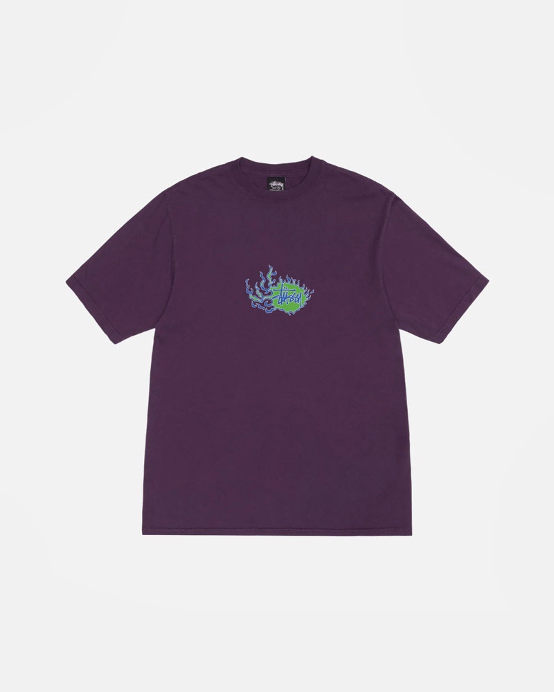 T Shirts Stussy Mosaic Dragon Pigment Dyed Violette | VWL-57141611