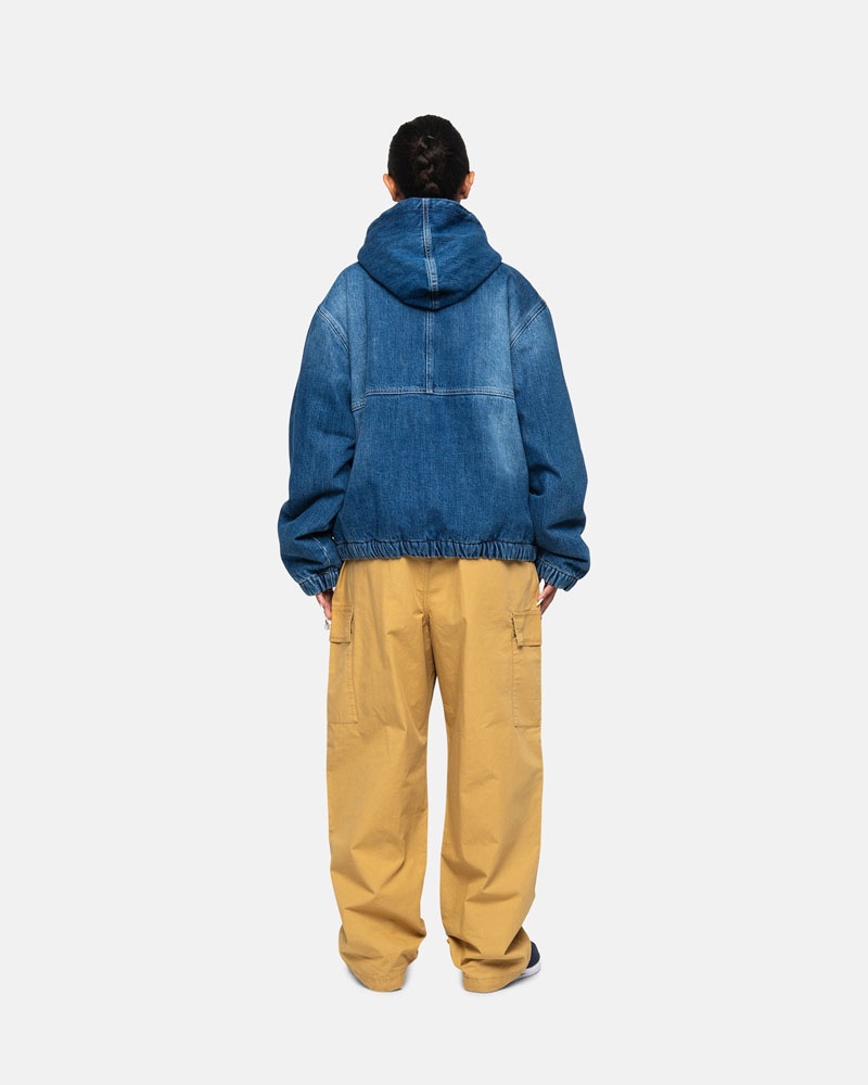 Veste Stussy Travail Denim Sherpa Bleu | EBO-18630862