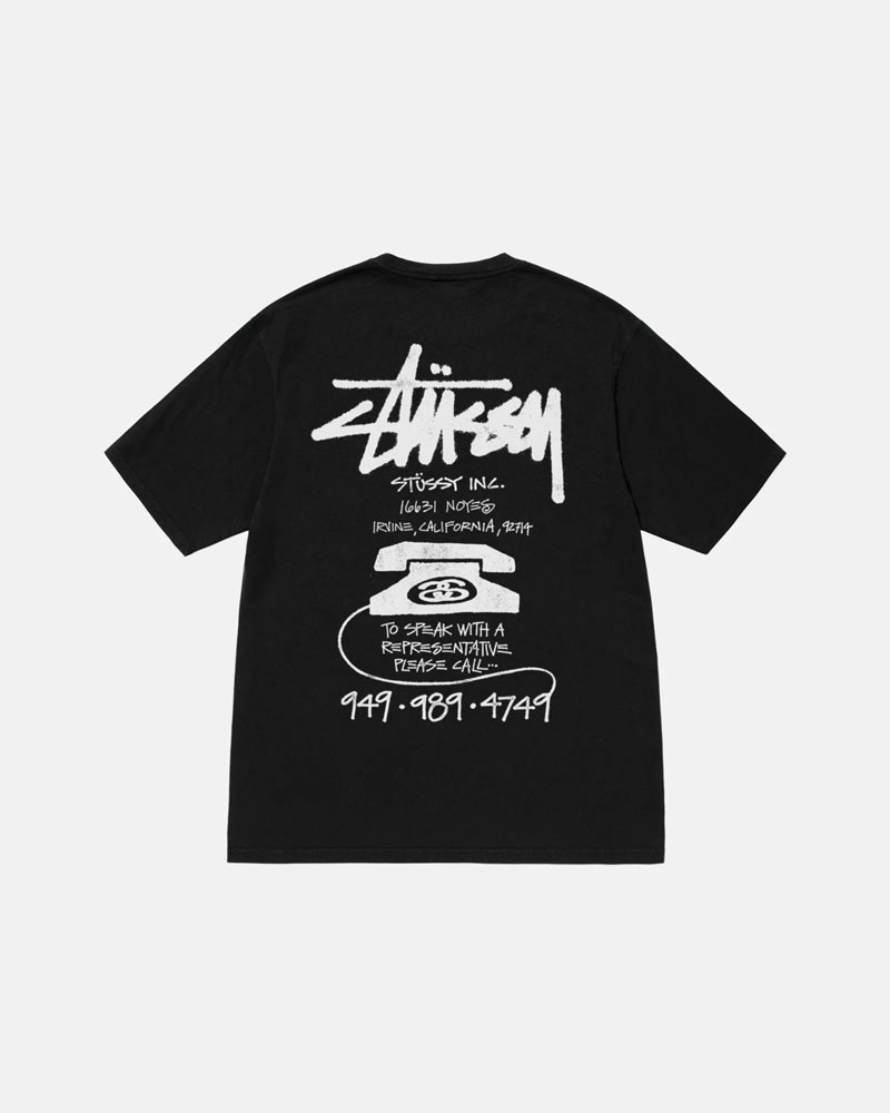 T Shirts Stussy Old Phone Pigment Dyed Noir | EGO-74599128