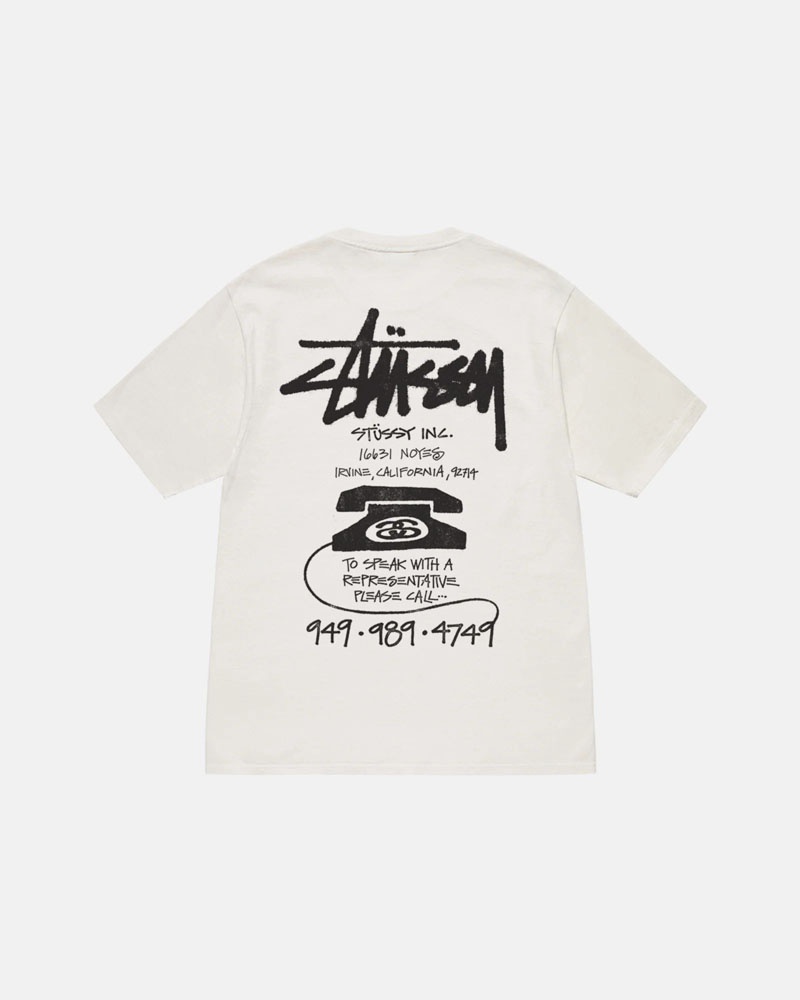 T Shirts Stussy Old Phone Pigment Dyed Blanche | XBD-38583810