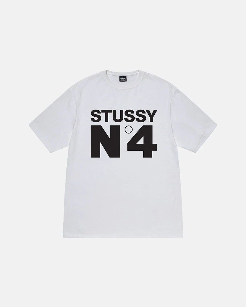 T Shirts Stussy No.4 Blanche | APH-54669034