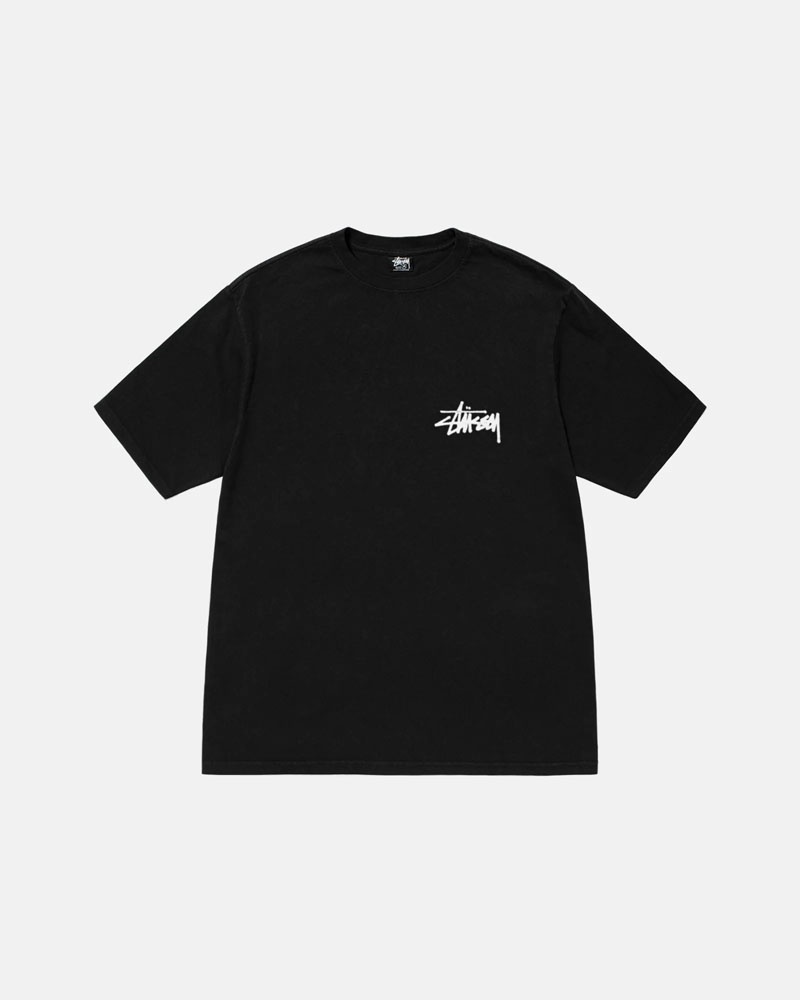 T Shirts Stussy Old Phone Pigment Dyed Noir | EGO-74599128