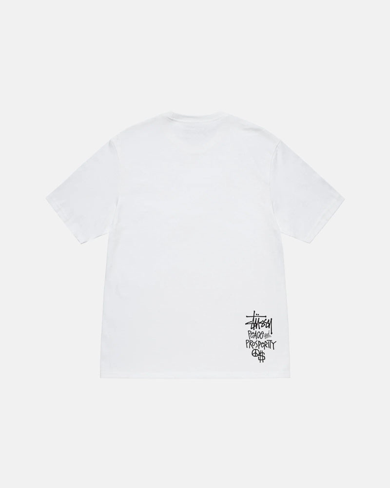 T Shirts Stussy Peace & Prosperity Blanche | THF-42267607