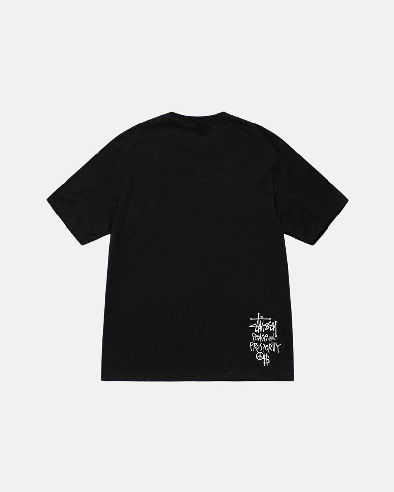 T Shirts Stussy Peace & Prosperity Noir | YMG-90101728