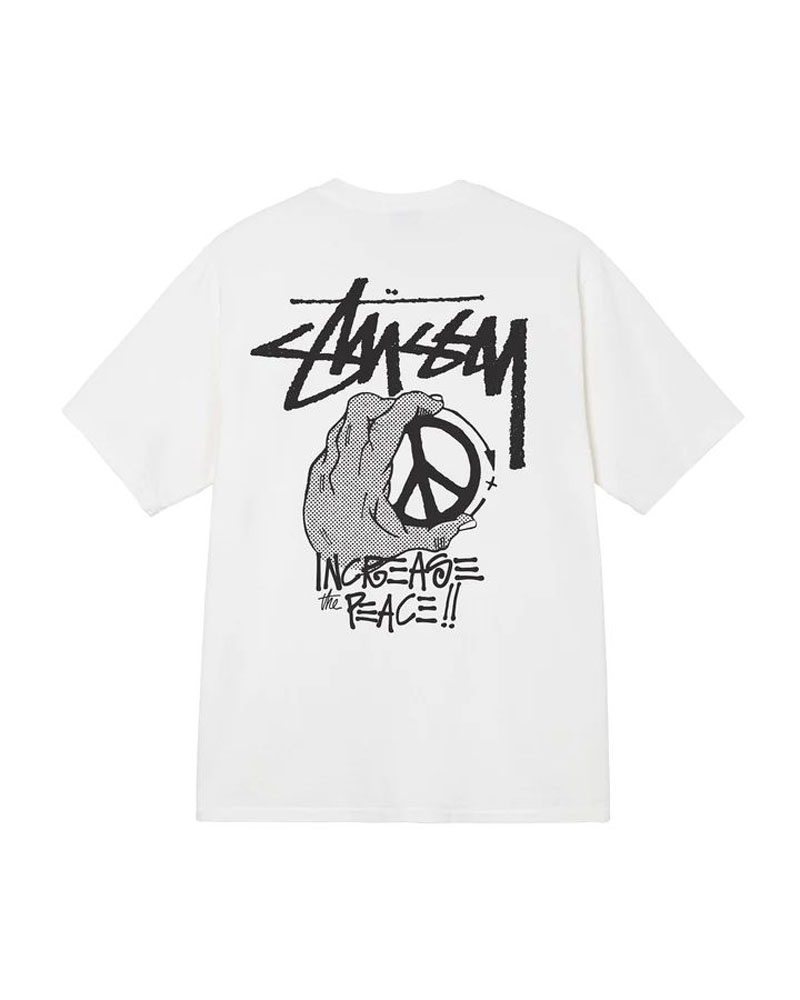 T Shirts Stussy Peace Hand Pigment Dyed Blanche | KAM-56653890