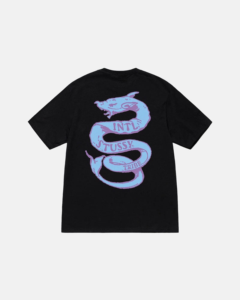 T Shirts Stussy Serpent Noir | TAU-86026798