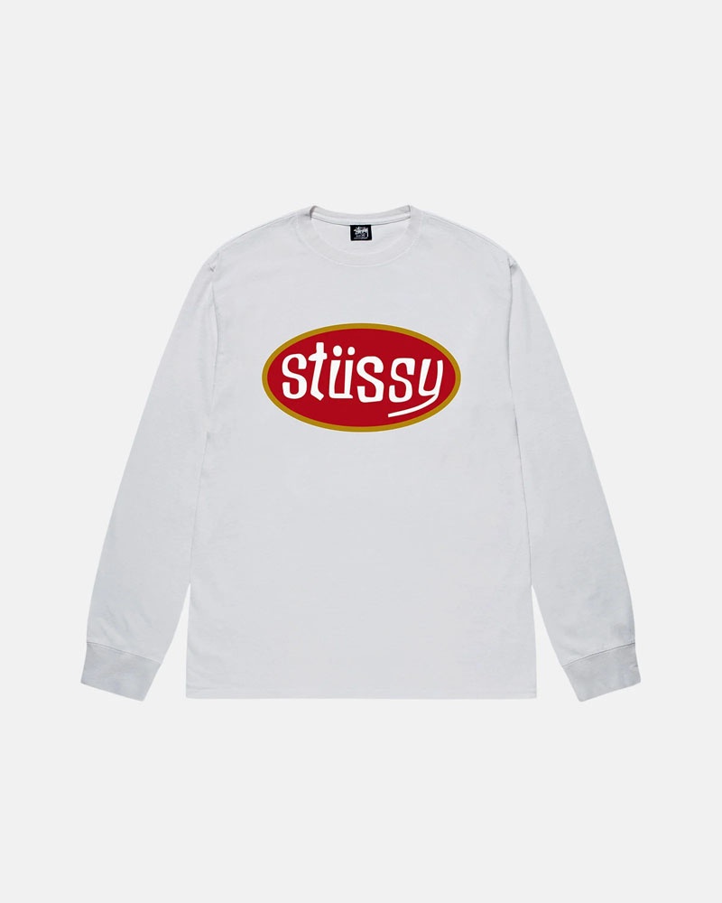 T Shirts Stussy Pitstop LS Blanche | XET-47033123