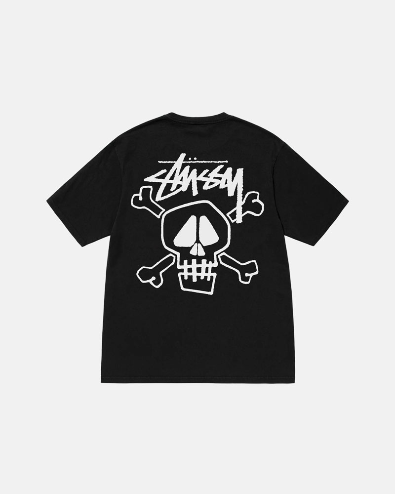 T Shirts Stussy Skull & Bones Pigment Dyed Noir | NHG-88870458