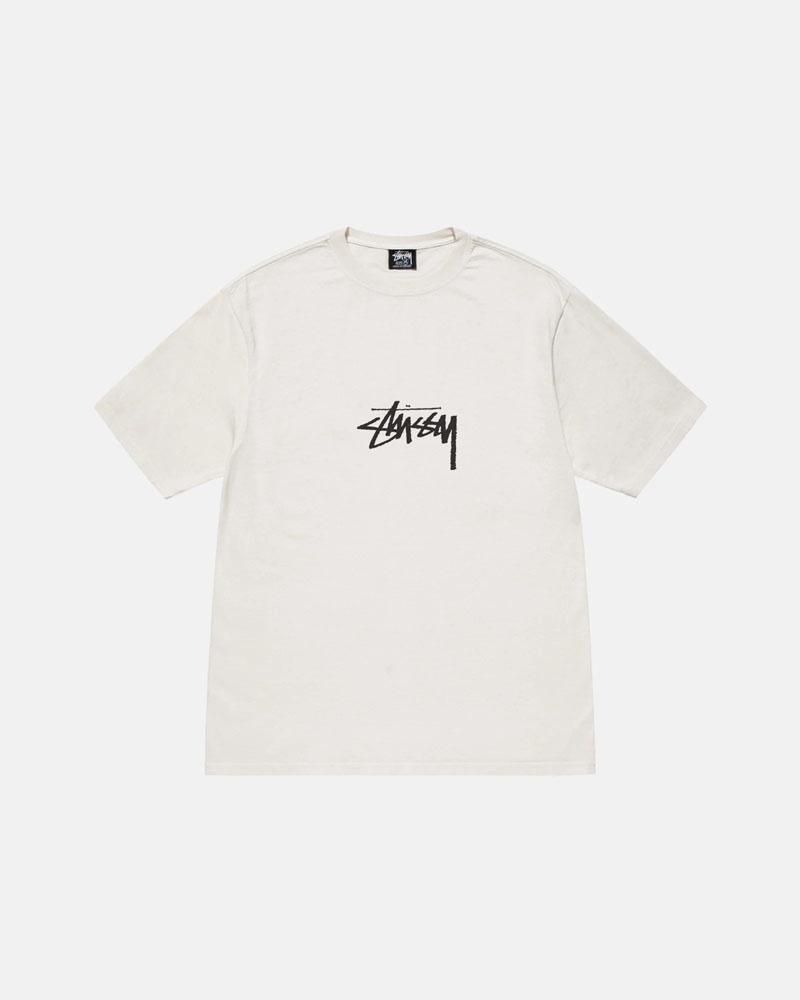 T Shirts Stussy Small Stock Pigment Dyed Blanche | GIA-75796321