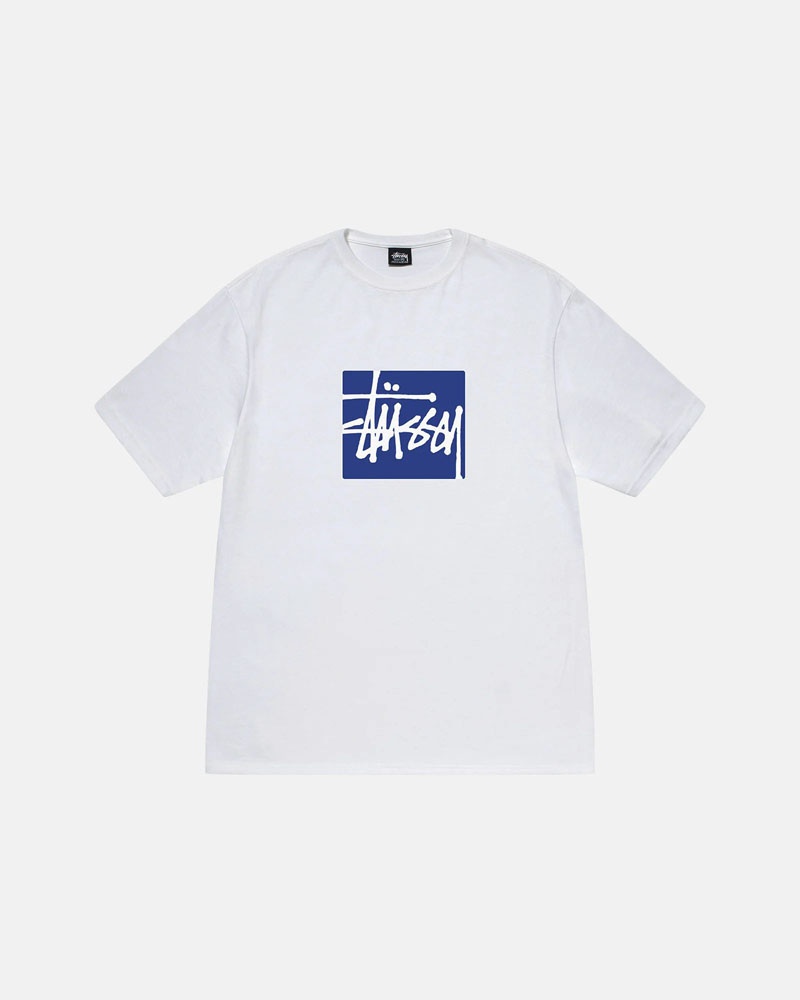 T Shirts Stussy Stock Box Blanche | SWJ-53900348