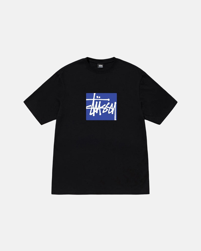 T Shirts Stussy Stock Box Noir | TOT-30640454