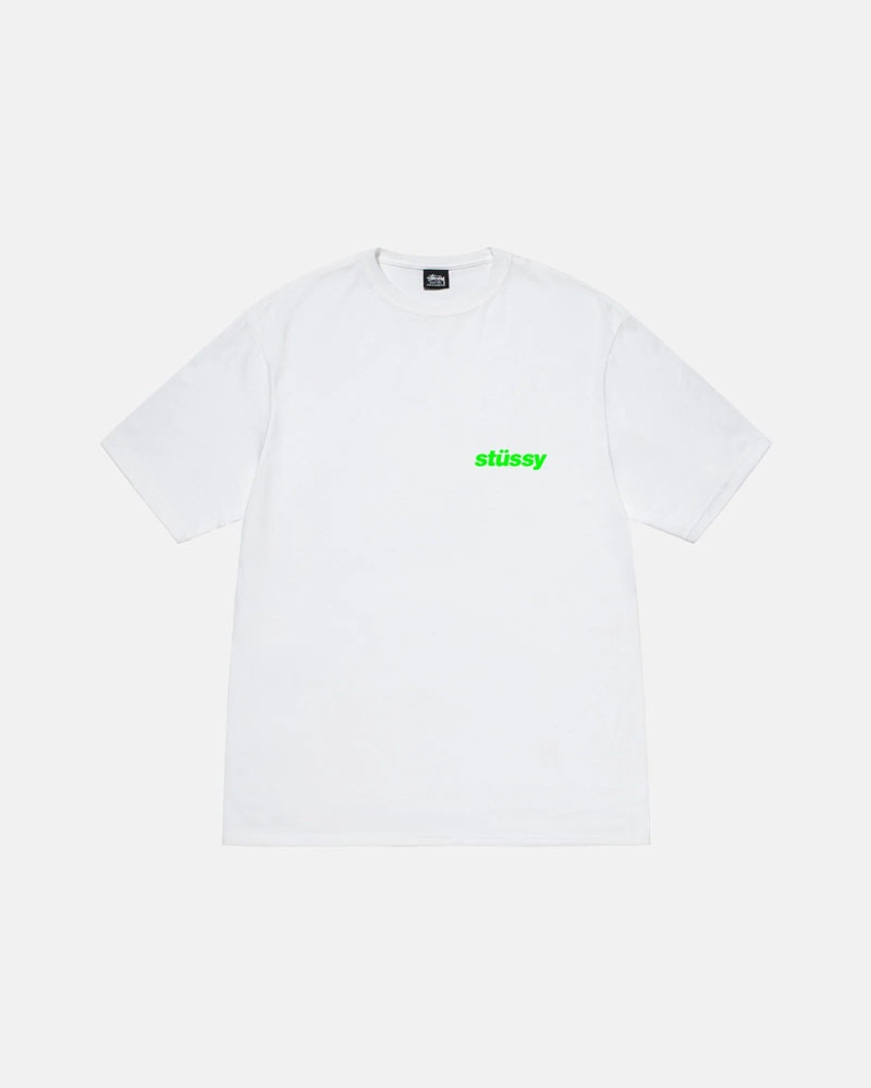 T Shirts Stussy Stacked Blanche | QPU-44829539