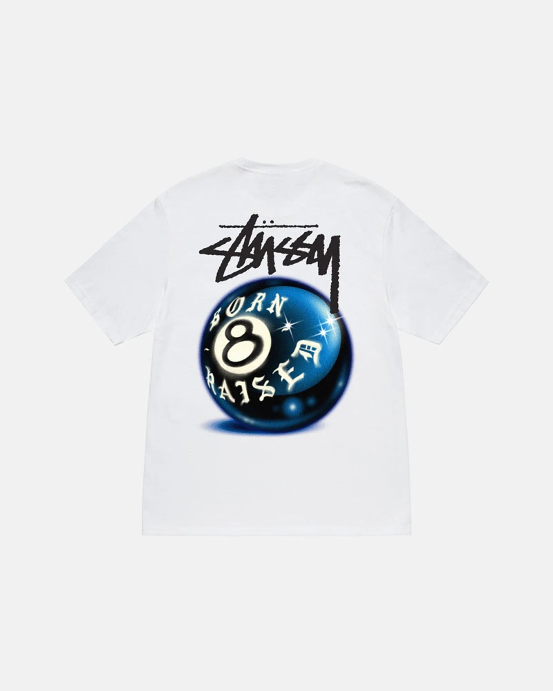 T Shirts Stussy Stüssy & Born X Raised 8 Ball Blanche | WRV-92331422