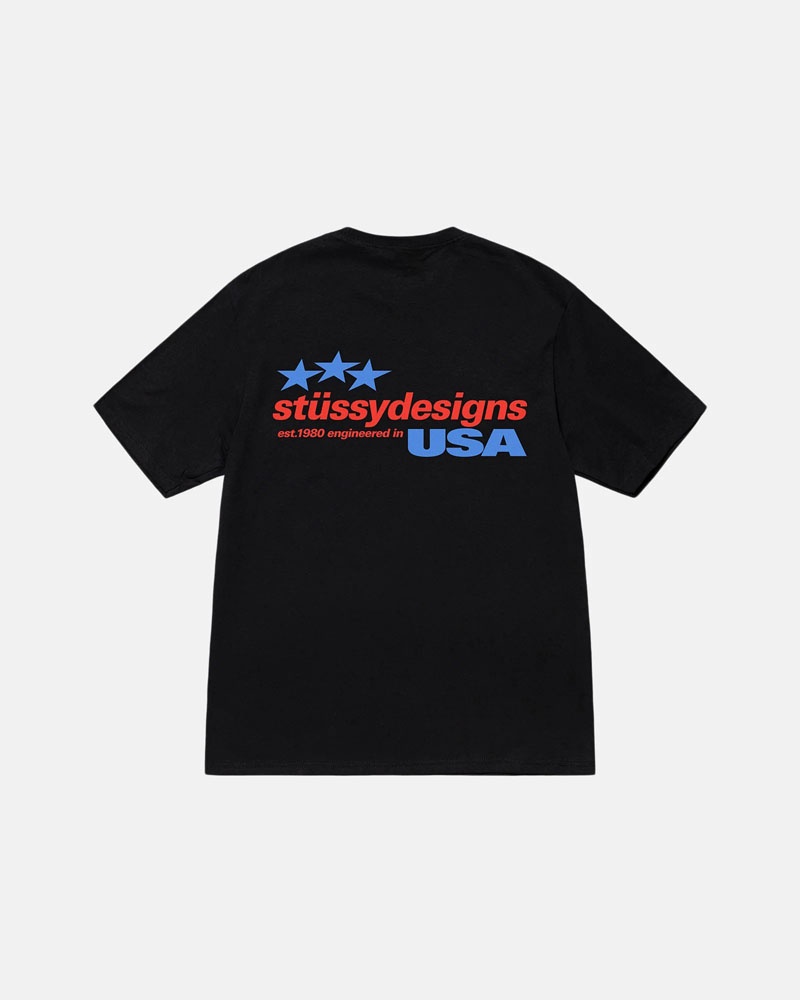 T Shirts Stussy Designs Usa Noir | PFP-78183241