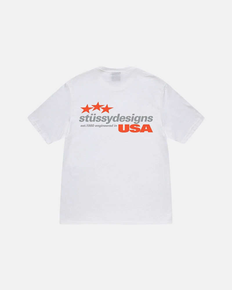 T Shirts Stussy Designs Usa Blanche | LKA-06043145