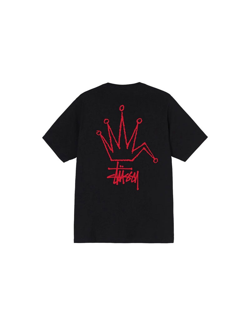 T Shirts Stussy Mens Broken Crown Noir | VSU-10085493