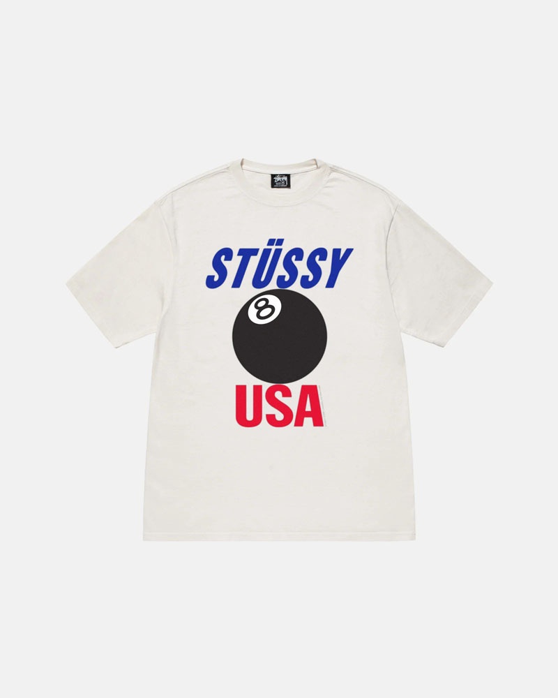 T Shirts Stussy Usa Pigment Dyed Blanche | JNZ-08437434