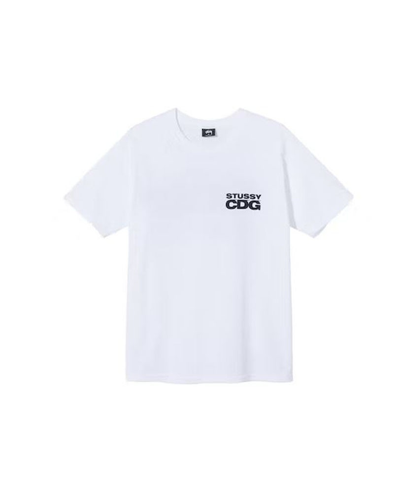 T Shirts Stussy X CDG Surfman Blanche | GAZ-59266126