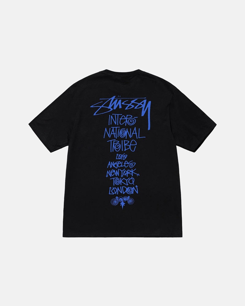 T Shirts Stussy Tribe Stack Noir | OMH-79646726