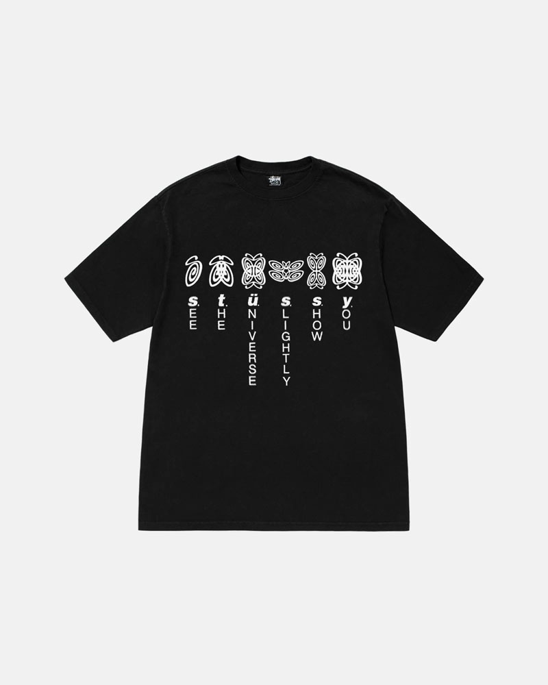 T Shirts Stussy Universe Pigment Dyed Noir | VDD-69906432